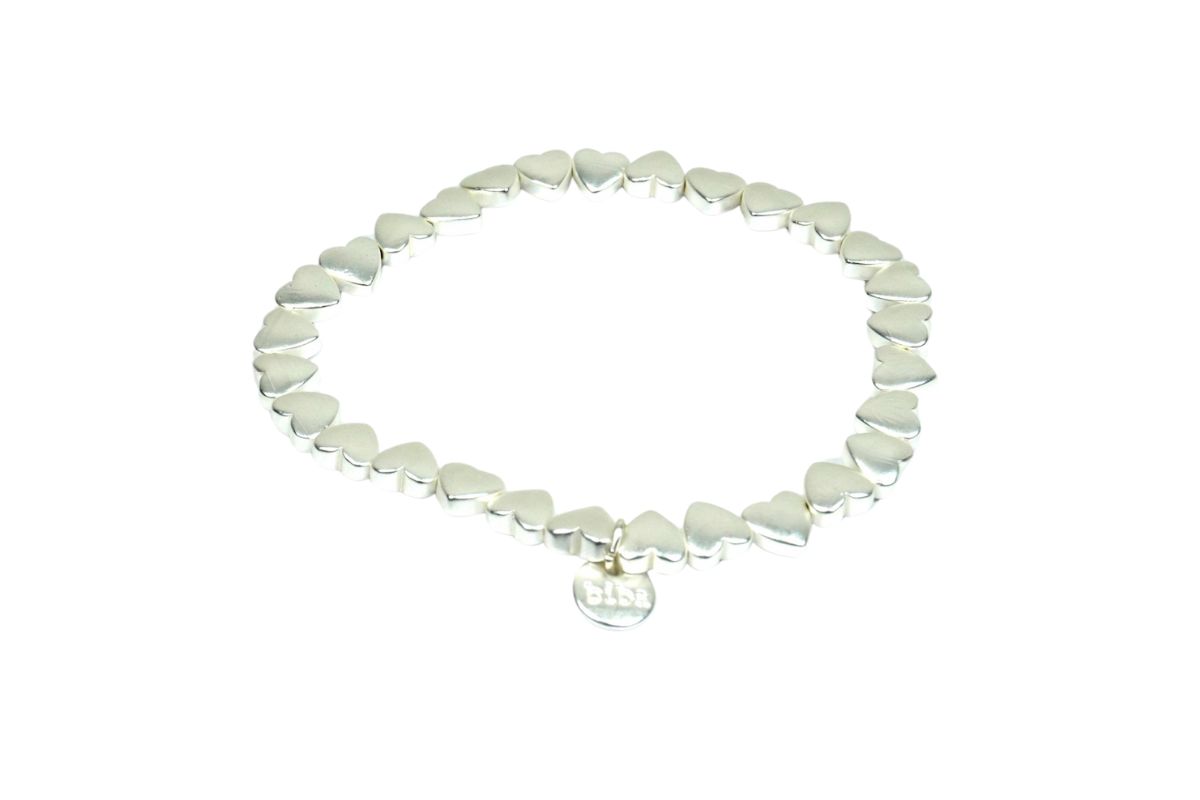 Biba Armband Metall Herzchen Silber 6mm Anhänger Silber