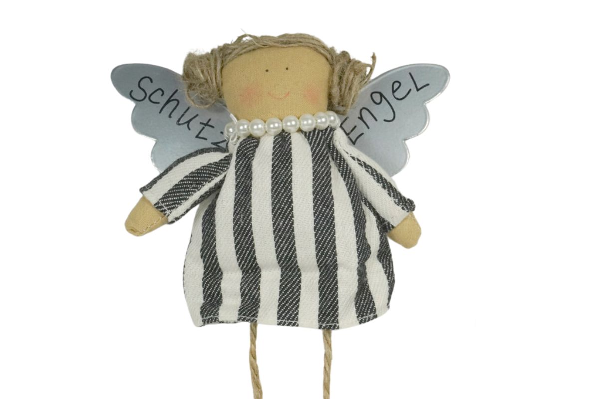 Baden Schutzengel Aufhänger Deko Engel im Stoffkleidchen gestreift