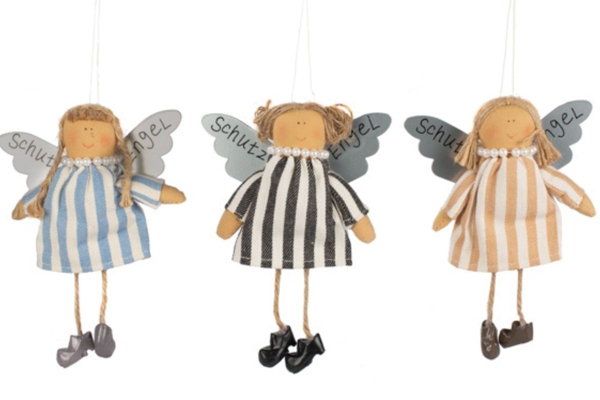 Baden Schutzengel Aufhänger Deko Engel im Stoffkleidchen gestreift