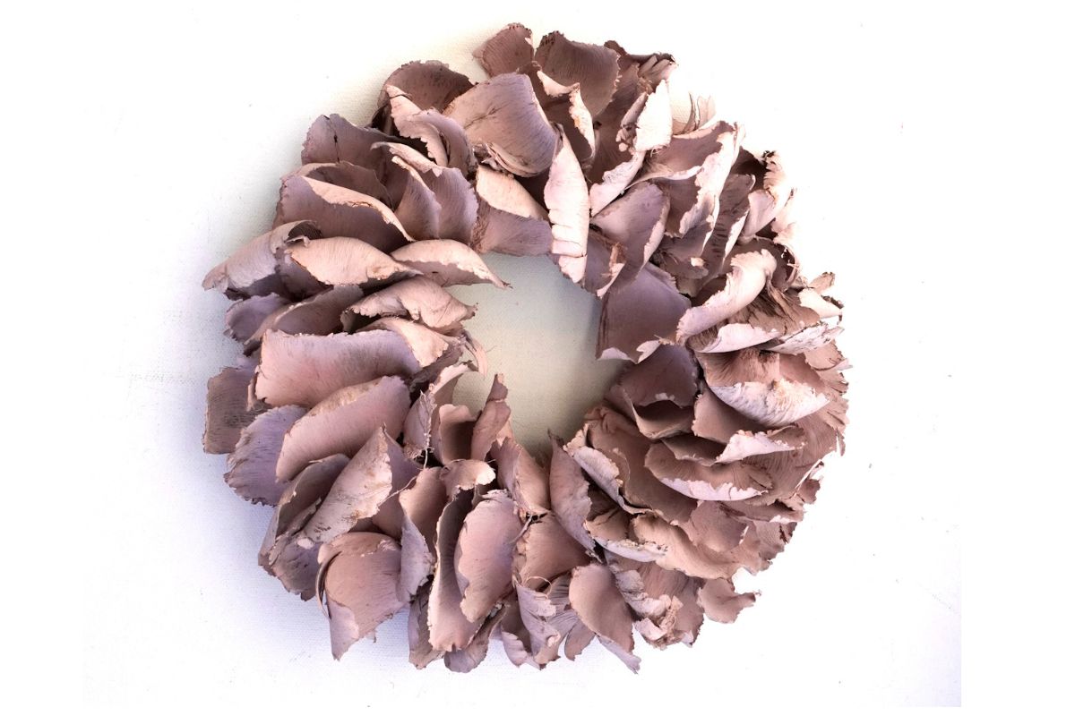 Couronne Deko Kranz Naturkranz Palm Petal Wreath Powder Pink 25cm∅ Handarbeit