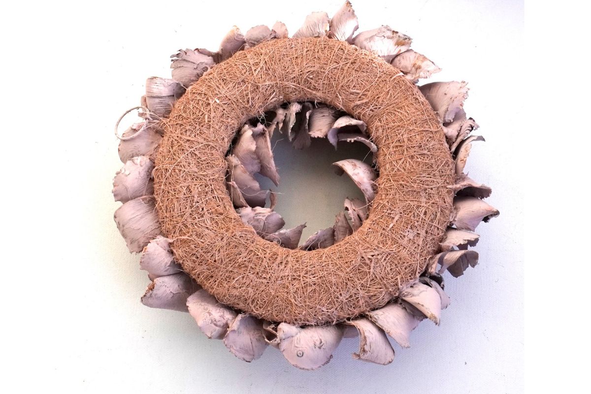 Couronne Deko Kranz Naturkranz Palm Petal Wreath Powder Pink 25cm∅ Handarbeit