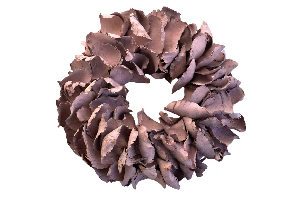 Couronne Deko Kranz Naturkranz Palm Petal Wreath Powder Pink 25cm∅ Handarbeit