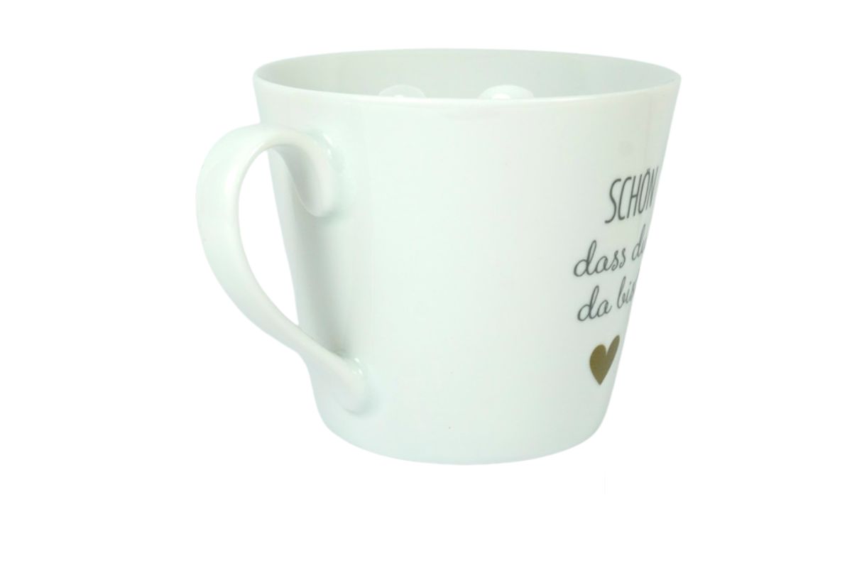 Krasilnikoff Henkeltasse Kaffeetasse Sprüche Tasse Schön dass du da bist