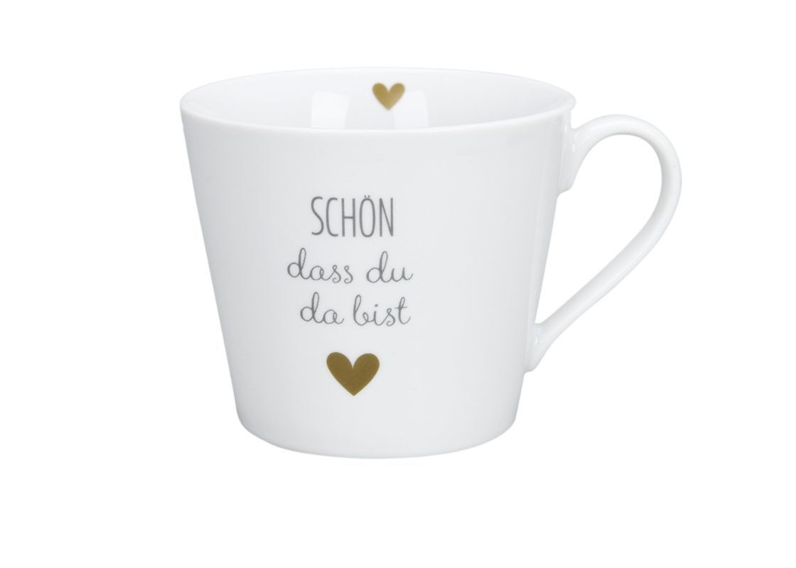 Krasilnikoff Henkeltasse Kaffeetasse Sprüche Tasse Schön dass du da bist