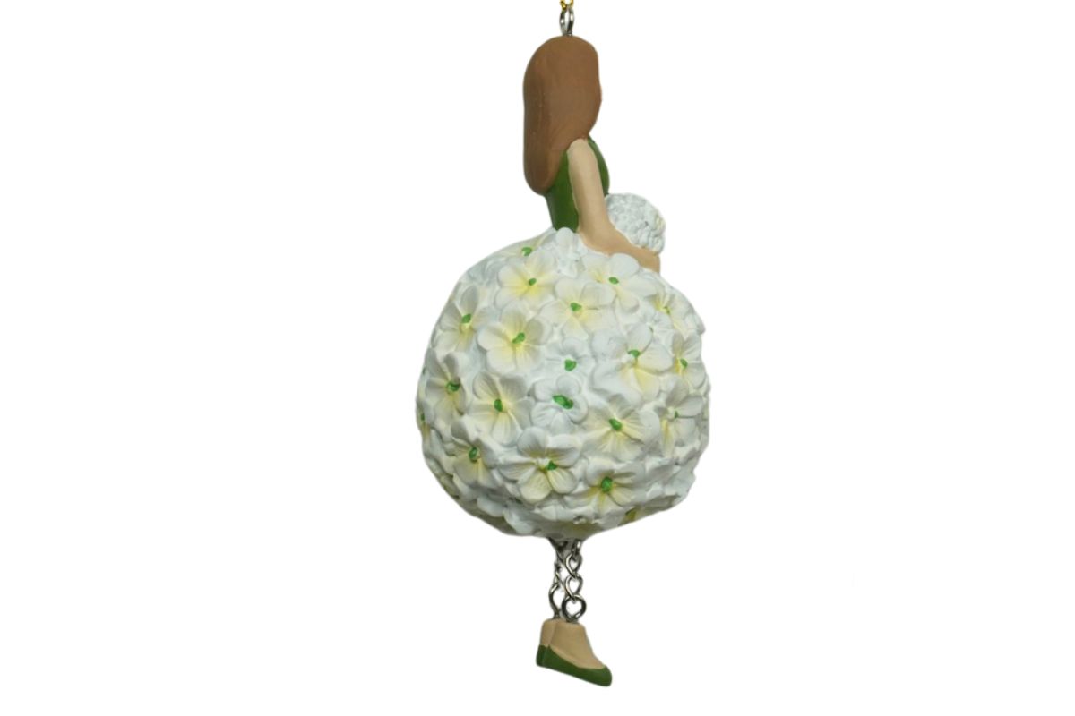Deko Figur Blumenmädchen Hortensienmädchen Weiß zum Hängen