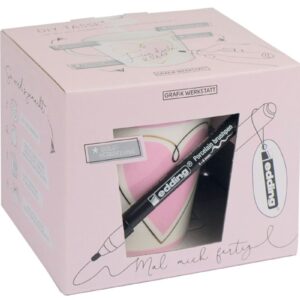 Grafik Werkstatt Henkelbecher Kaffeebecher DIY Tasse Herz Mal mich fertig