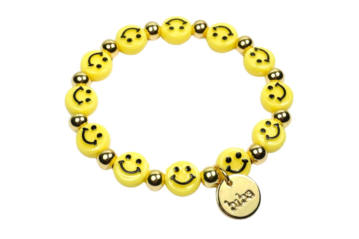 Biba Armband Polymer Perlen Damen Armband Sunny Smile Anhänger Gold