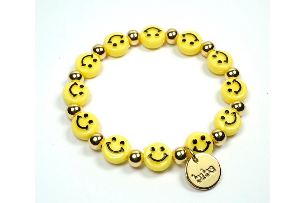 Biba Armband Polymer Perlen Damen Armband Sunny Smile Anhänger Gold