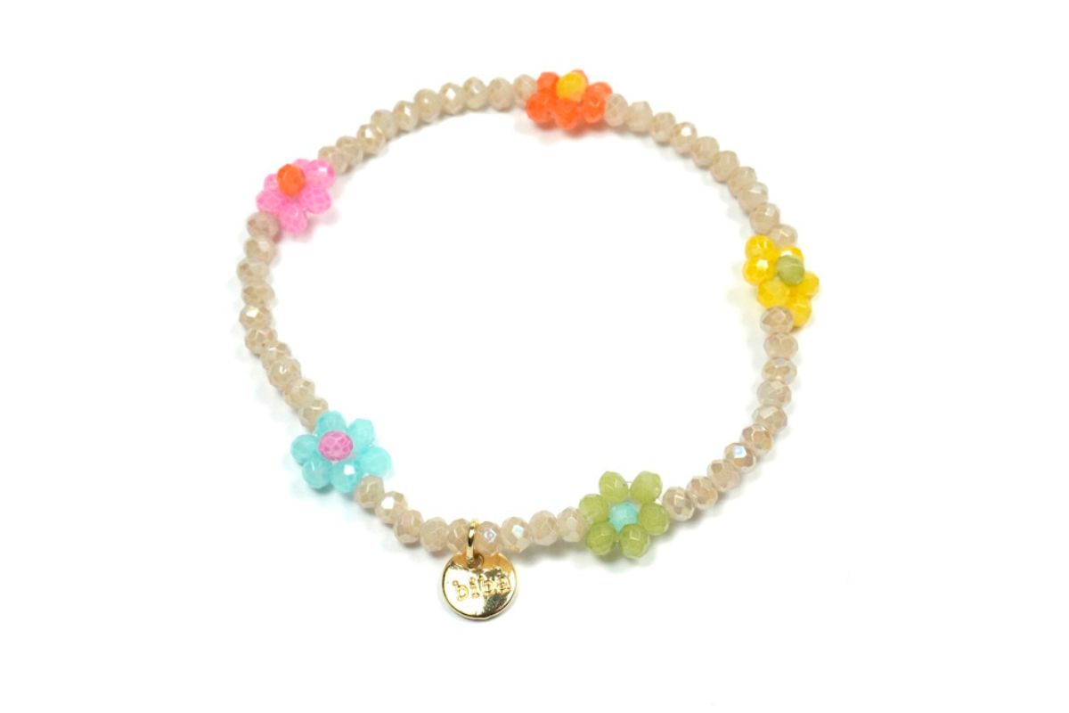 Biba Armband Crystal Perlen Mini Blümchen Damen Armband Anhänger Gold