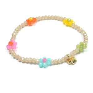 Biba Armband Crystal Perlen Mini Blümchen Damen Armband Anhänger Gold