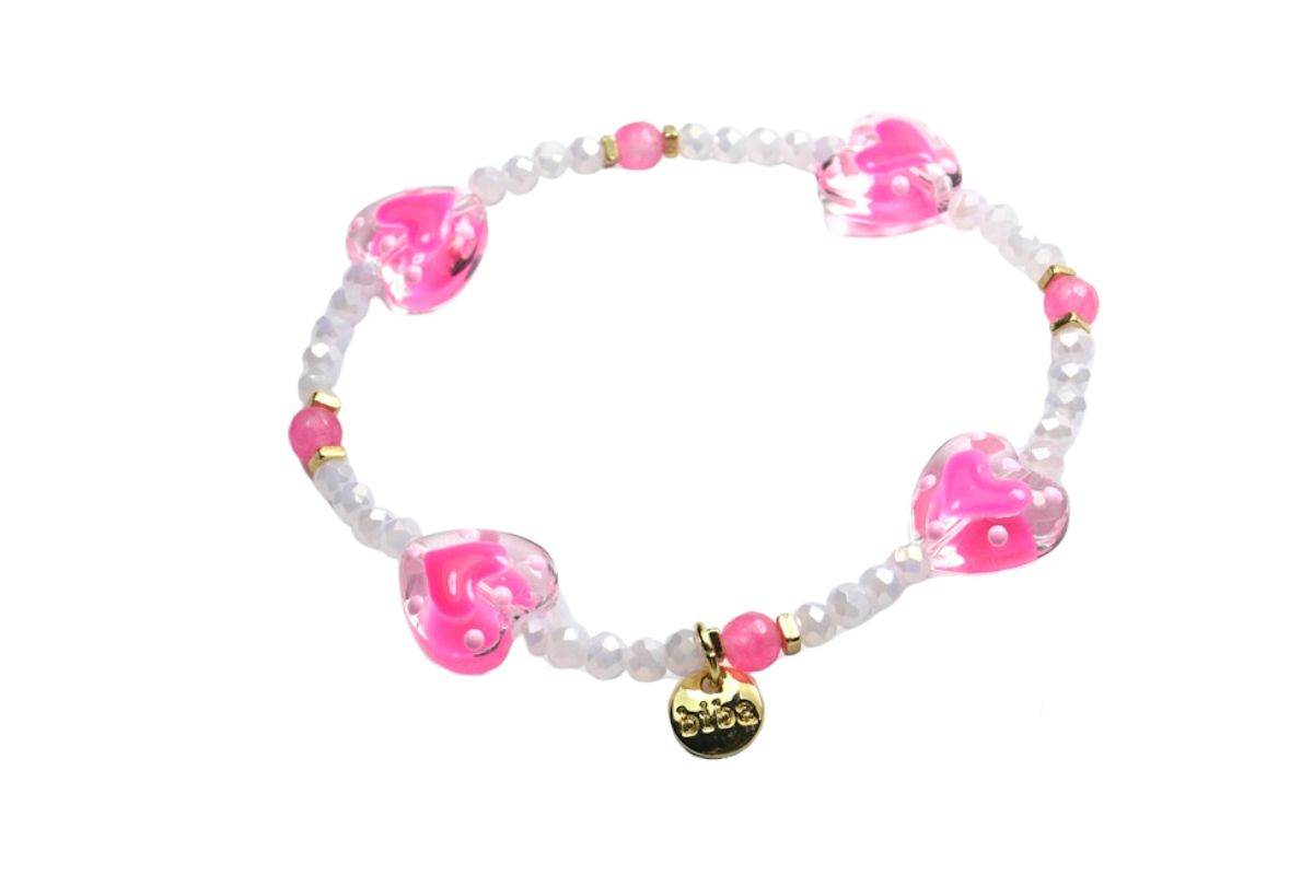 Biba Armband Crystal Perlen Sweet Heart Damen Armband Anhänger Gold