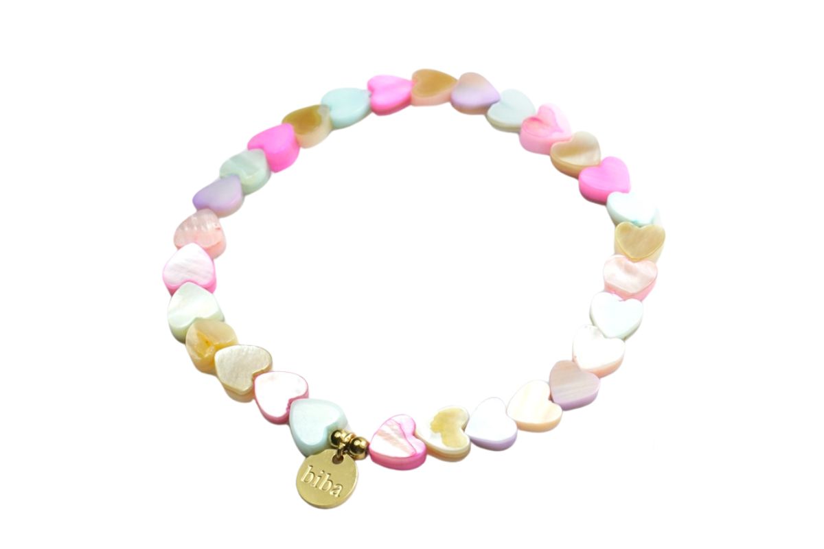 Biba Armband Crystal Perlen Hearts Damen Armband Anhänger Gold