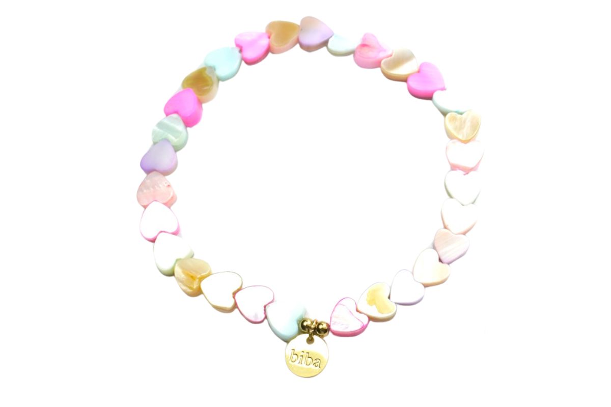 Biba Armband Crystal Perlen Hearts Damen Armband Anhänger Gold