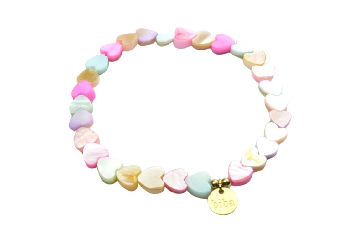 Biba Armband Crystal Perlen Hearts Damen Armband Anhänger Gold