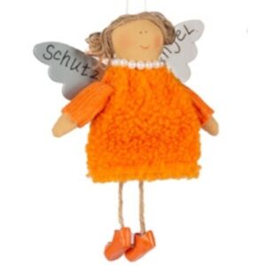 Baden Schutzengel Aufhänger Deko Engel im Fellkleidchen Orange
