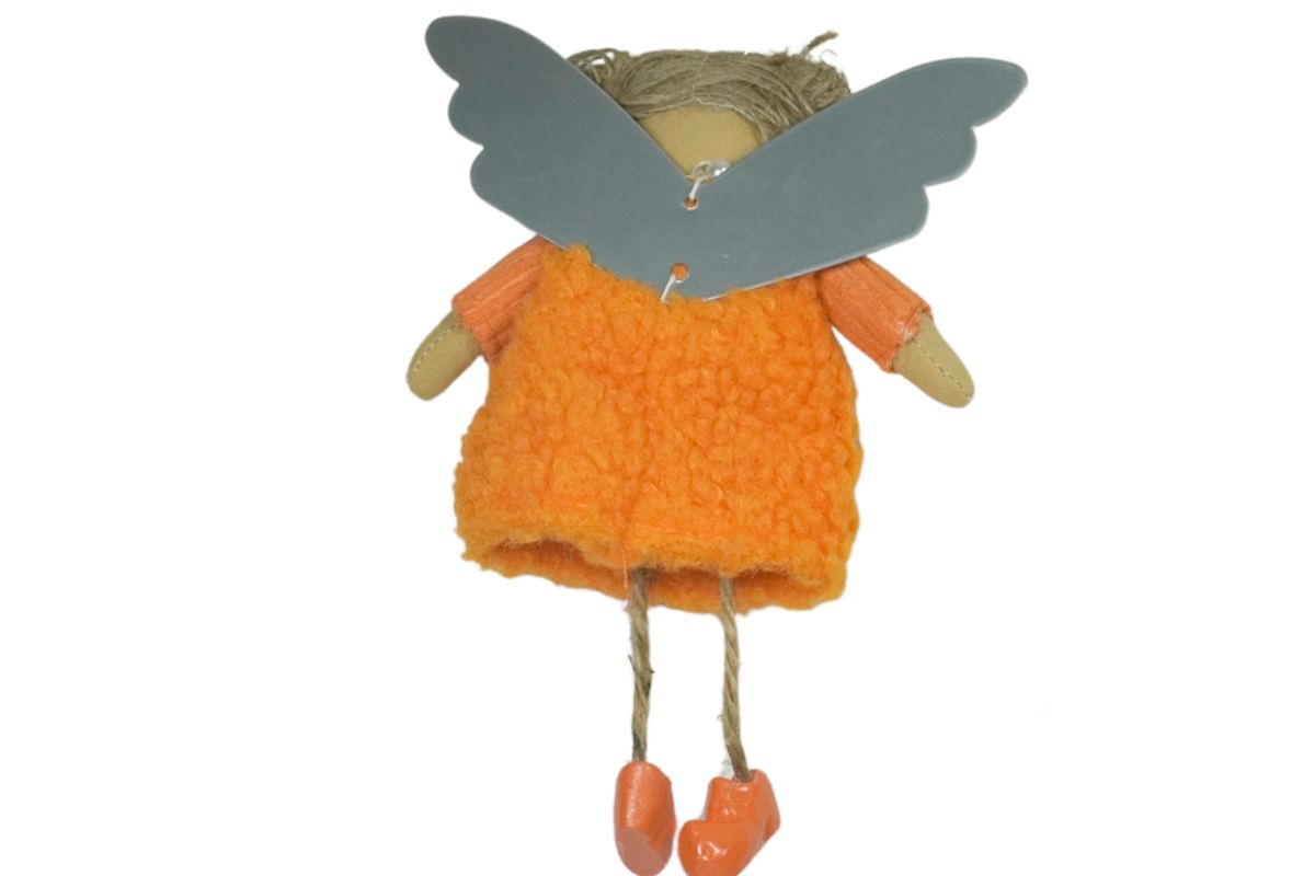 Baden Schutzengel Aufhänger Deko Engel im Fellkleidchen Orange