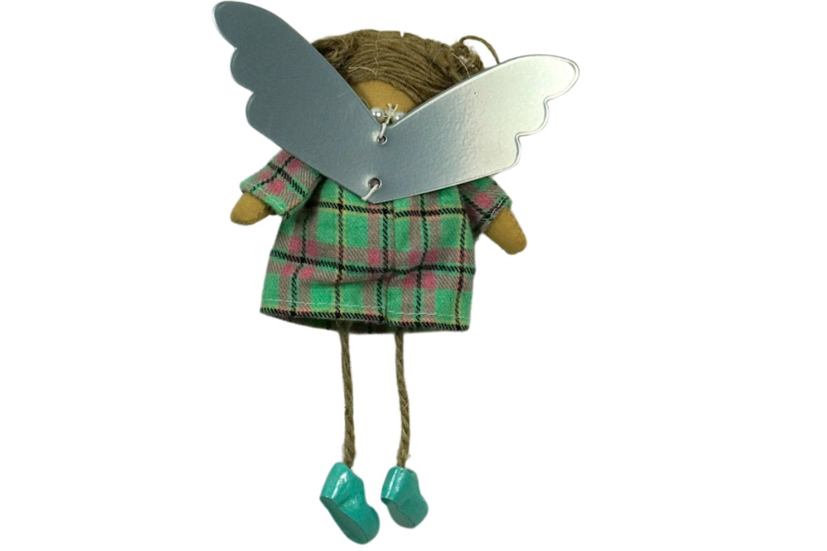 Baden Schutzengel Aufhänger Deko Engel im Stoffkleidchen Kariert