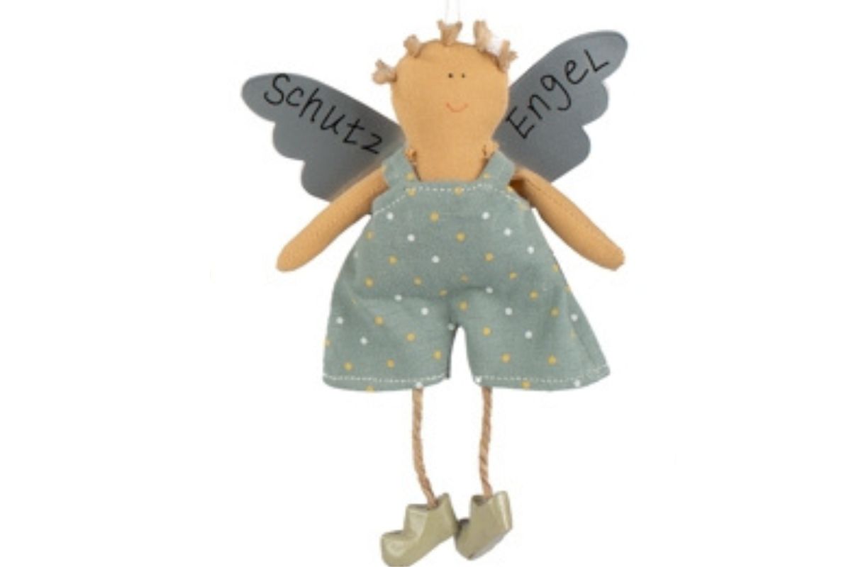 Baden Schutzengel Aufhänger Deko Engel Junge Pünktchen grün