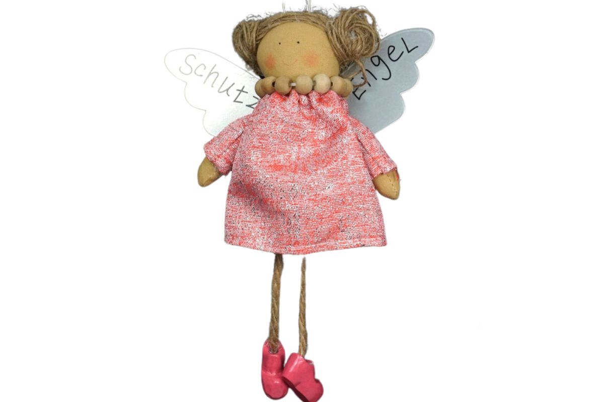 Baden Schutzengel Aufhänger Deko Engel im Glitzerkleidchen Rosa