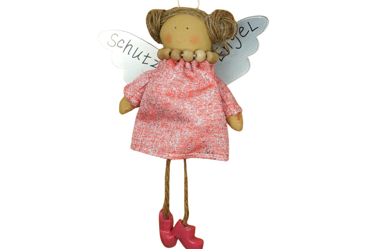 Baden Schutzengel Aufhänger Deko Engel im Glitzerkleidchen Rosa