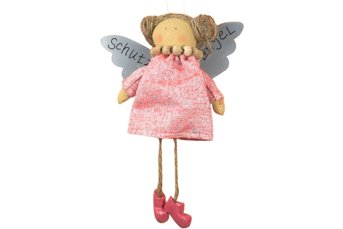 Baden Schutzengel Aufhänger Deko Engel im Glitzerkleidchen Rosa