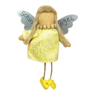 Baden Schutzengel Aufhänger Deko Engel im Glitzerkleidchen Gelb