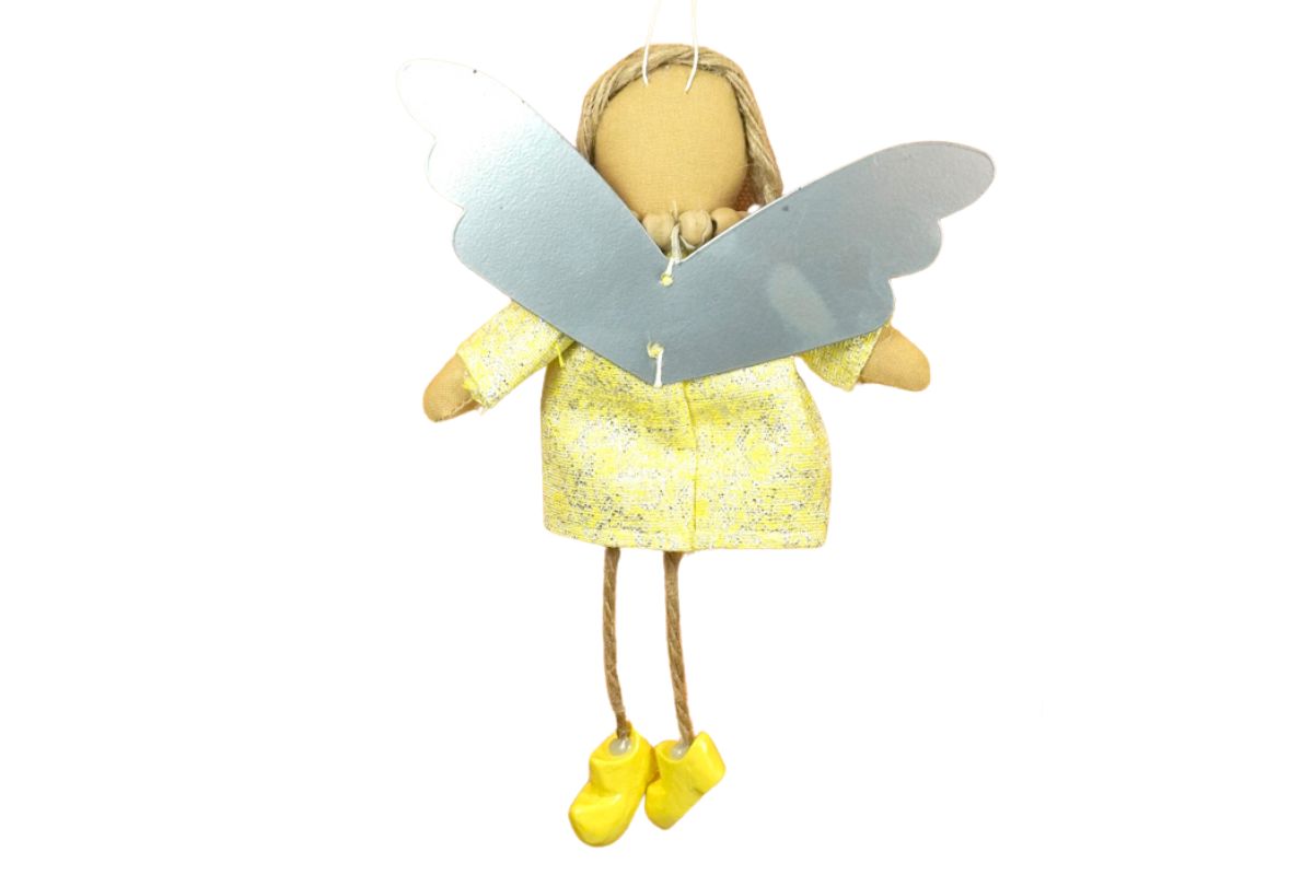 Baden Schutzengel Aufhänger Deko Engel im Glitzerkleidchen Gelb