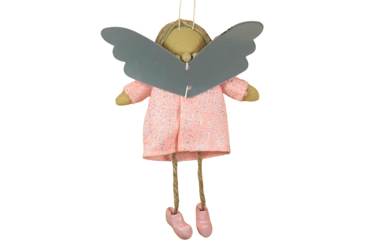 Baden Schutzengel Aufhänger Deko Engel im Glitzerkleidchen Hell Rose
