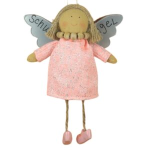 Baden Schutzengel Aufhänger Deko Engel im Glitzerkleidchen Hell Rose