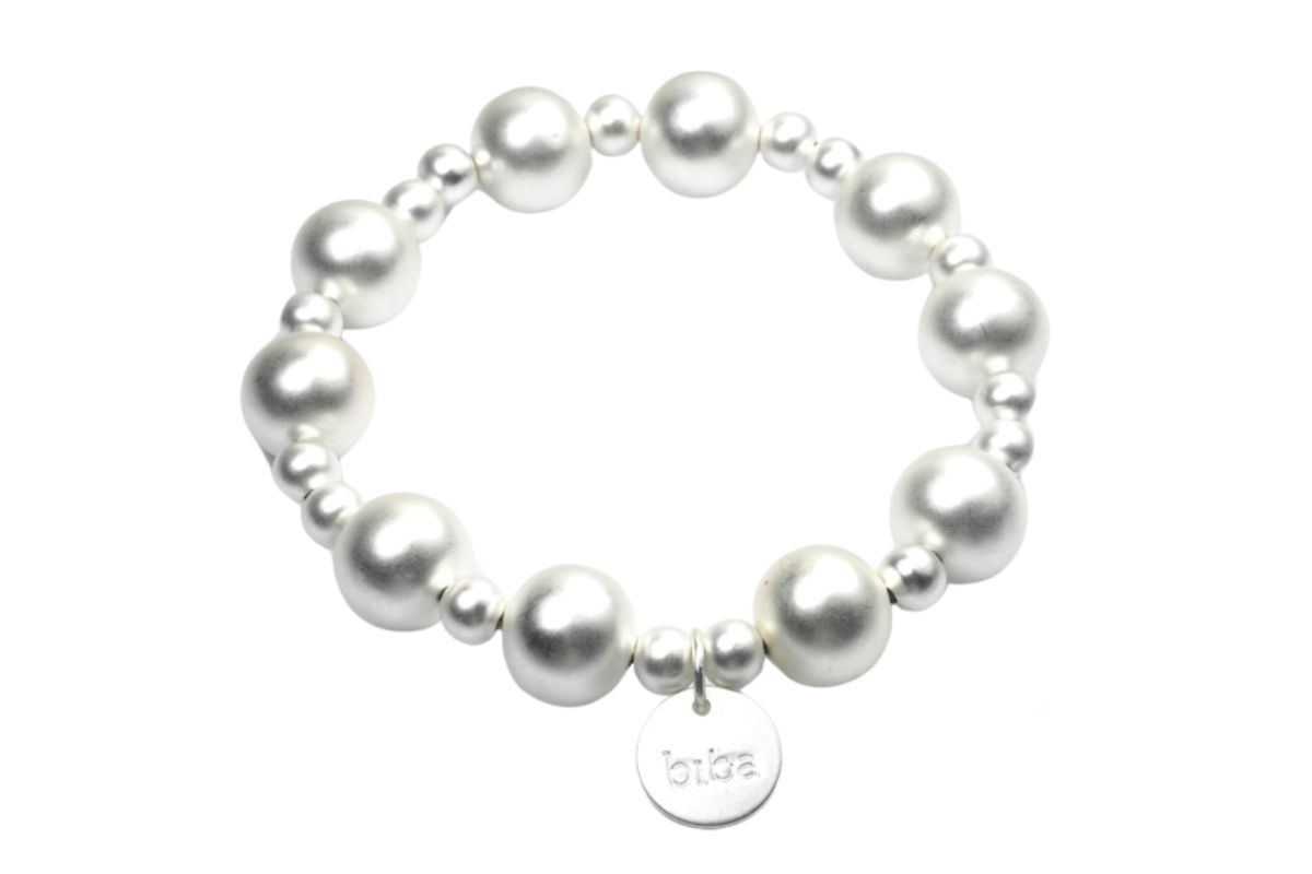 Biba Armband Silver Star Polymer Perlen 6-12mm Damen Armband Anhänger Silber
