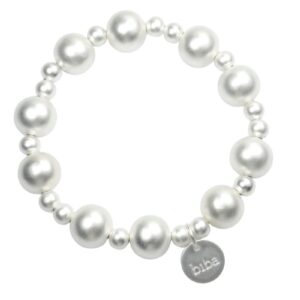 Biba Armband Silver Star Polymer Perlen 6-12mm Damen Armband Anhänger Silber