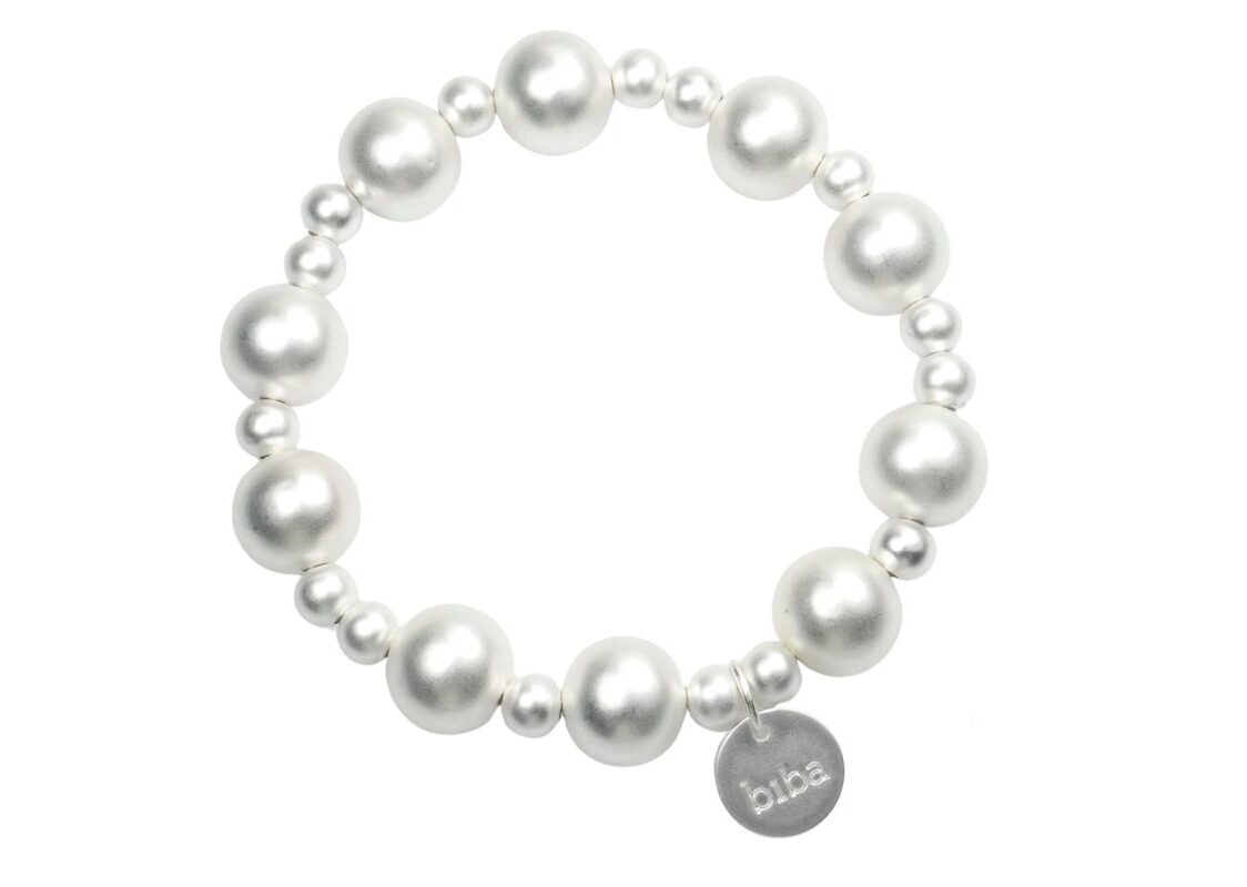 Biba Armband Silver Star Polymer Perlen 6-12mm Damen Armband Anhänger Silber