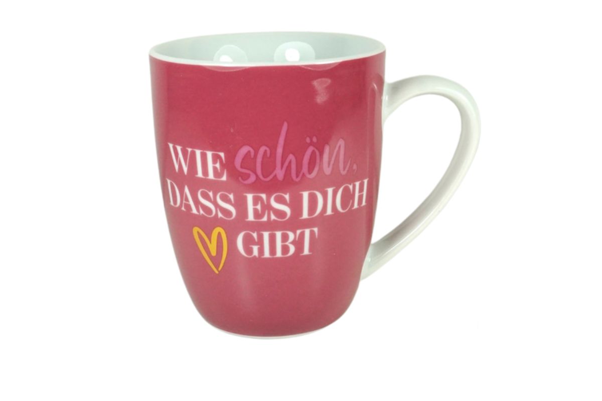 Henkelbecher Kaffeetasse Sprüchetasse Wie schön, Dass es dich Gibt Becher für Dich