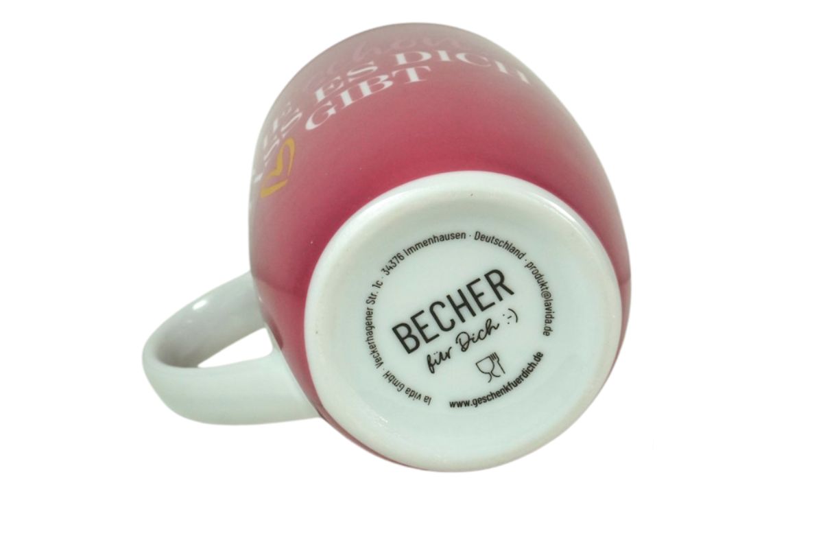 Henkelbecher Kaffeetasse Sprüchetasse Wie schön, Dass es dich Gibt Becher für Dich