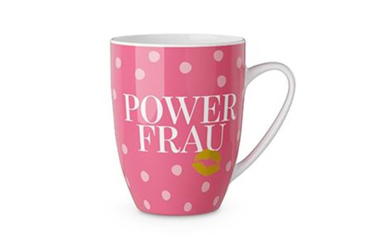 Henkelbecher Kaffeetasse Sprüchetasse Power Frau Becher für Dich