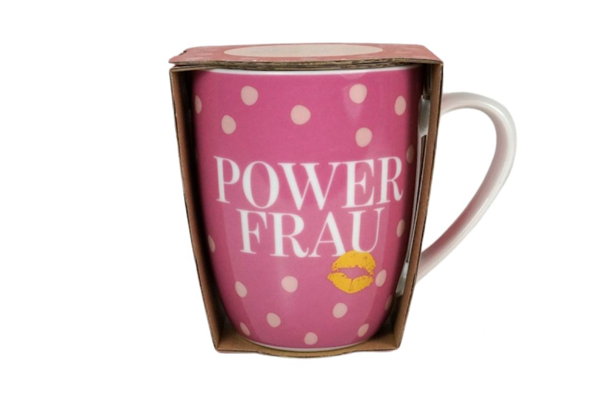 Henkelbecher Kaffeetasse Sprüchetasse Power Frau Becher für Dich
