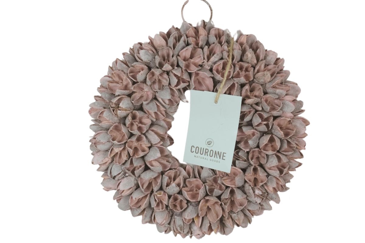 Couronne Dekokranz Wandkranz Naturkranz Handarbeit Bakuli Wreath Powder Pink 20cm∅