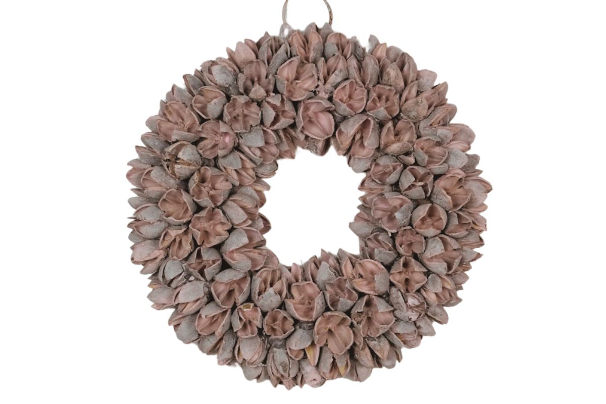 Couronne Dekokranz Wandkranz Naturkranz Handarbeit Bakuli Wreath Powder Pink 20cm∅